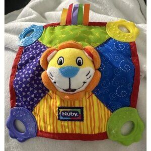 Nuby Lion Baby Lovey Teether Security Blanket 8” Ribbons Never Used Plush Stuffy